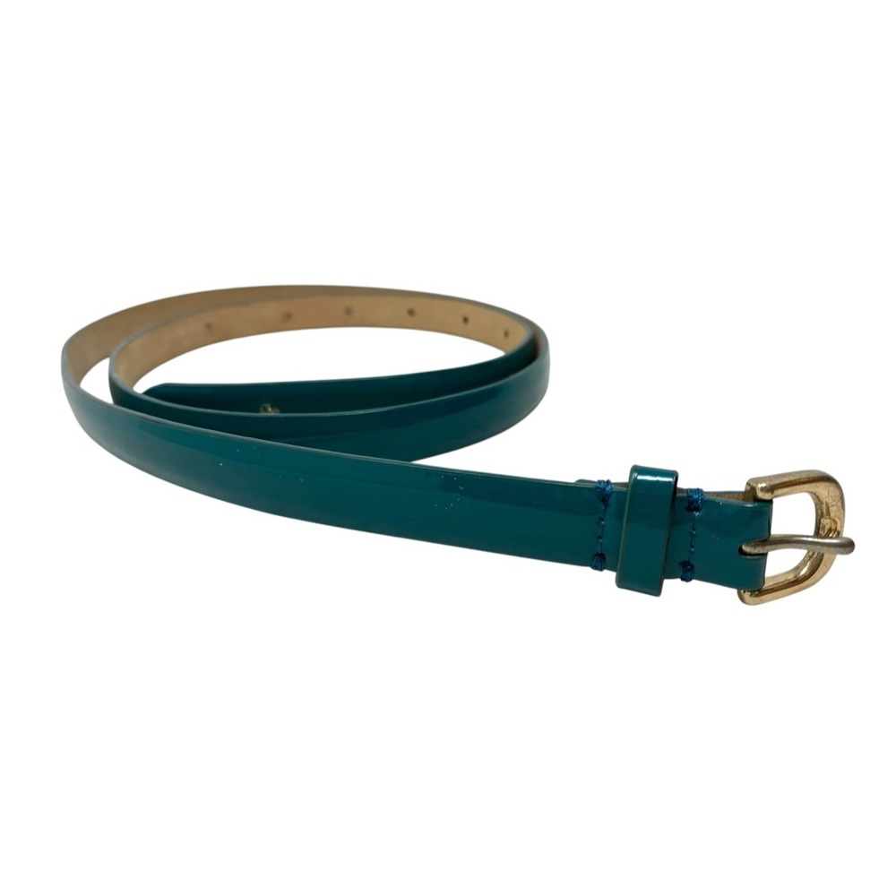 J. Crew Womens Teal Green Skinny Patent Leather Belt Size Small - Preppy